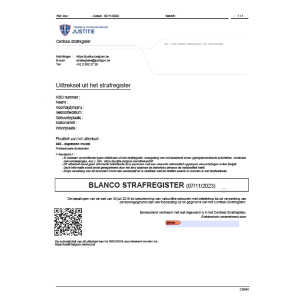 Traducción antecedentes penales Bélgica